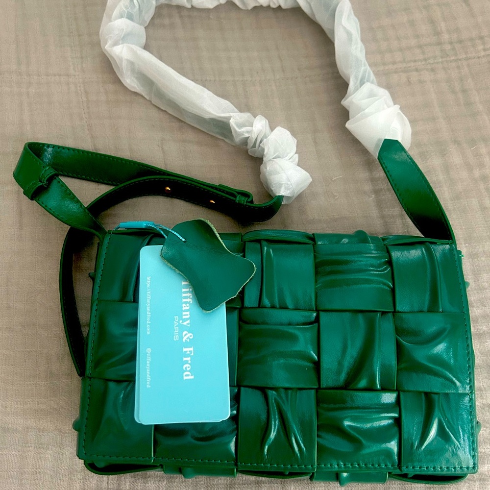 Tiffany & Fred Paris Emerald Woven Crossbody Bag